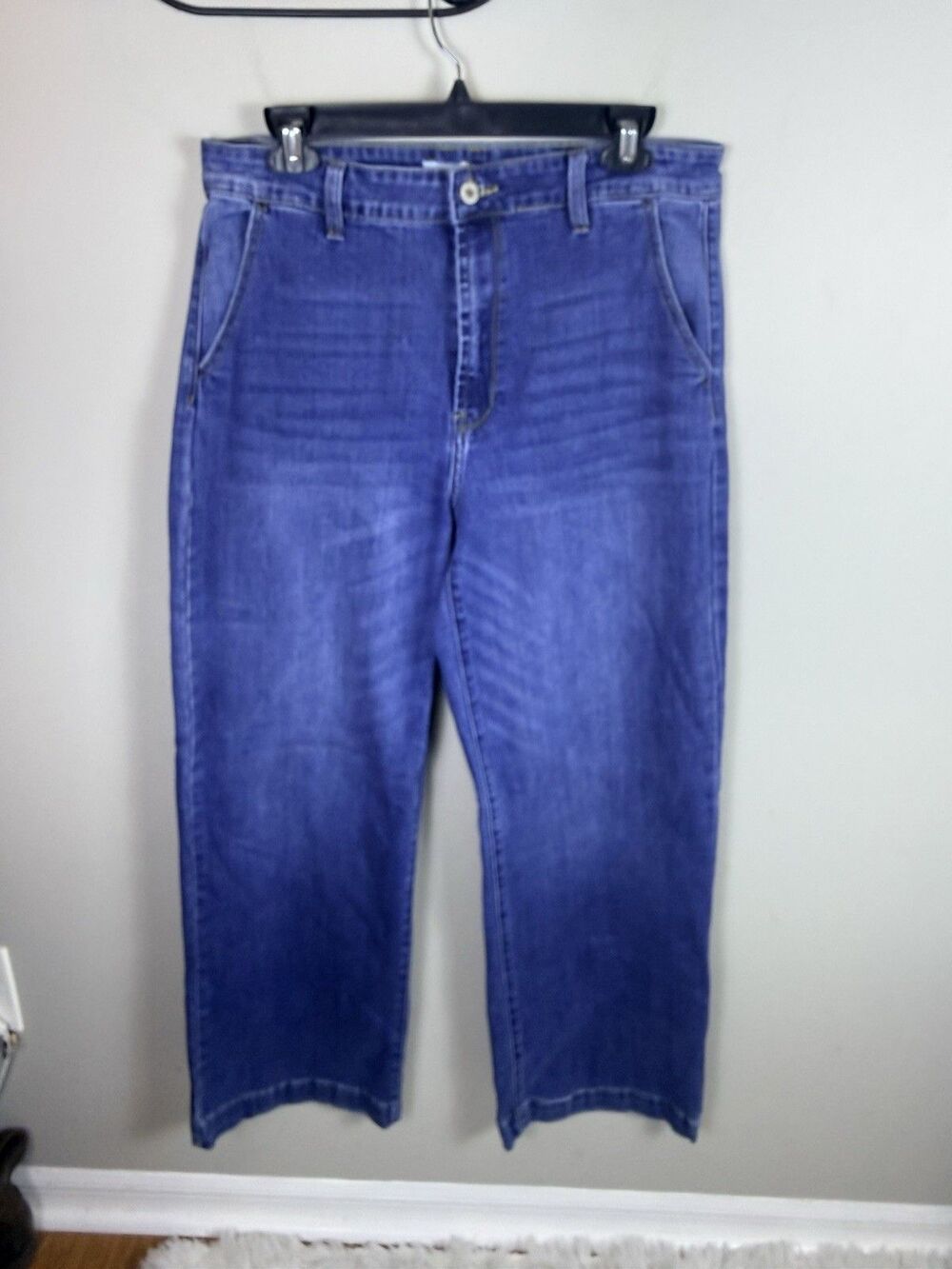 Kancan Women’s Size 13/30 Wide Leg High Rise Medium Wash Stretch Denim Jeans